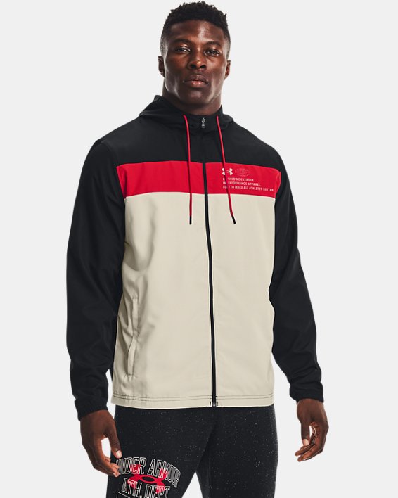 Men's UA Sportstyle Athletic Department Windbreaker Jacket, Black, pdpMainDesktop image number 0